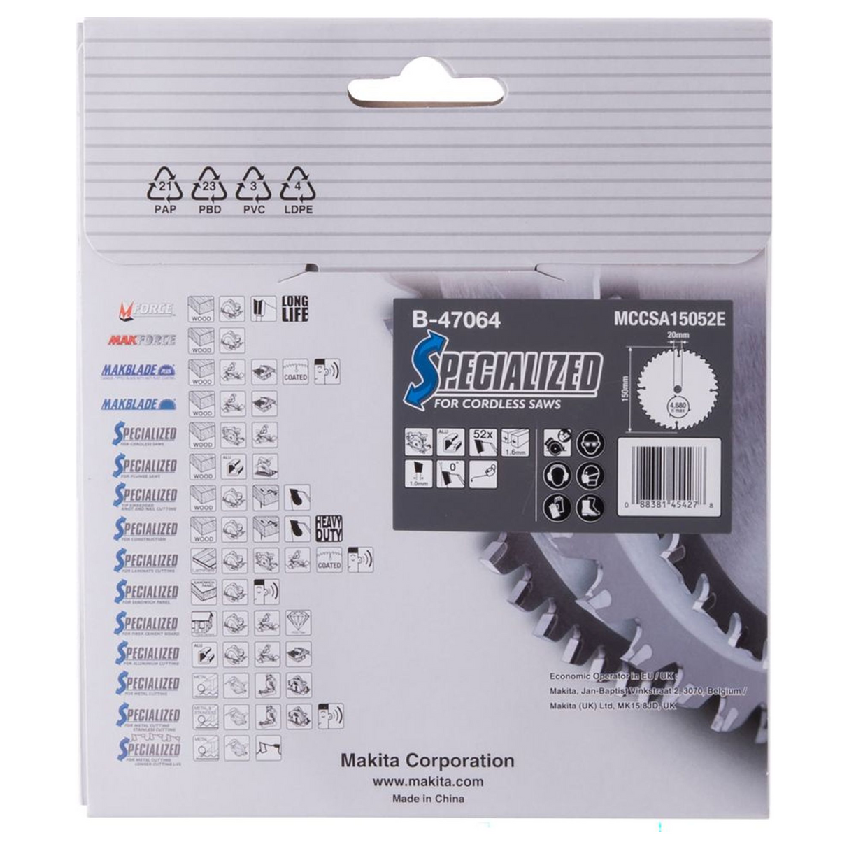 B-47064 - Tarcza tarczowa Makita B-47064 150 mm 52 zęby aluminiowa - Zdjęcie 5