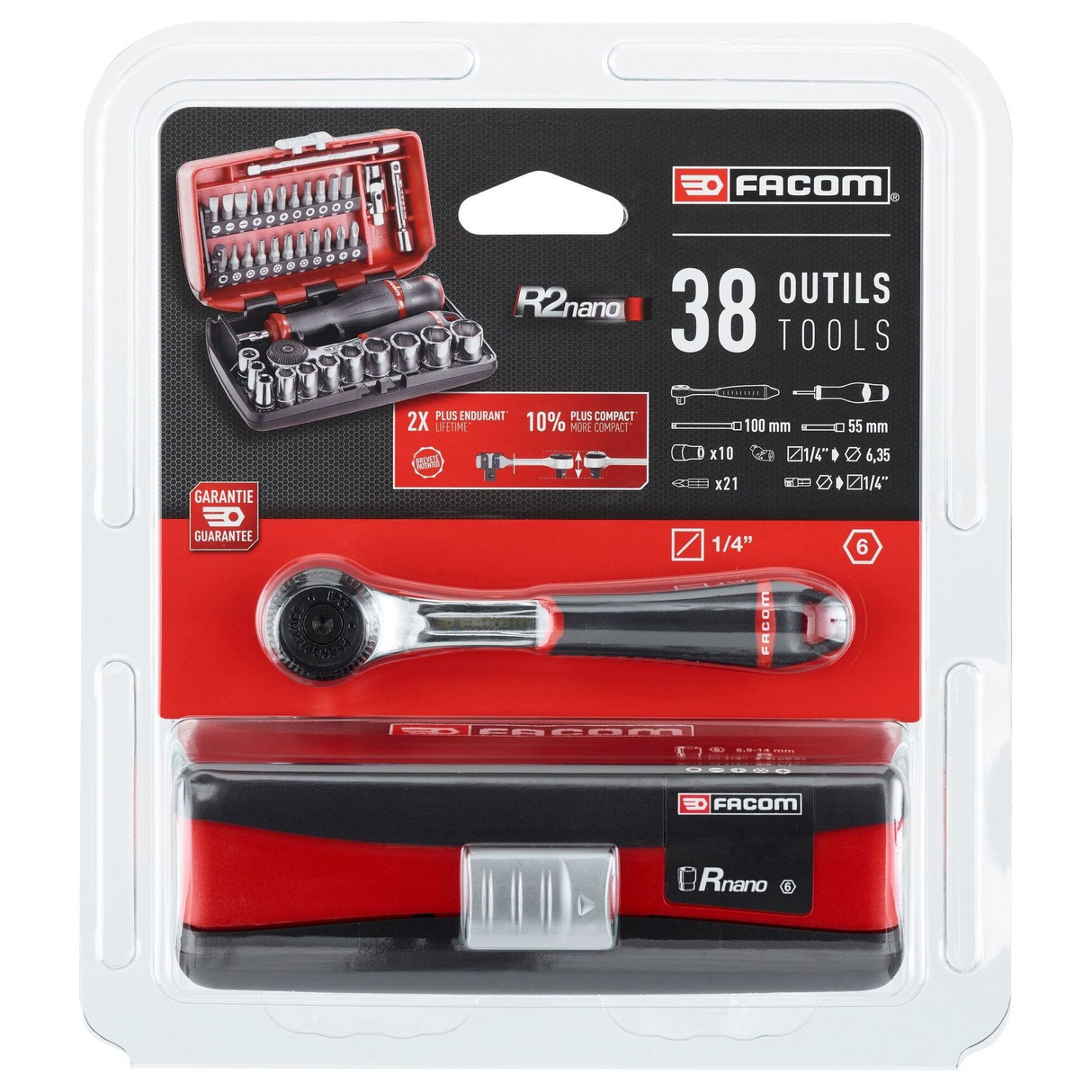 Set Chiavi a Bussola Facom R2NANOPB 1/4" 38 Pezzi
