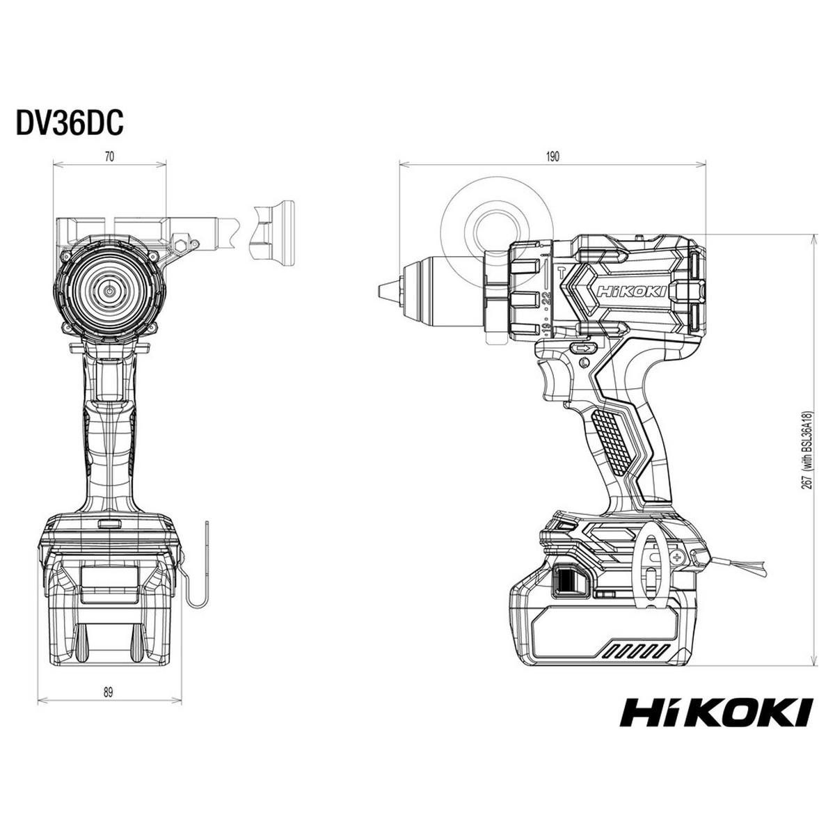 DV36DCWRZ - Wiertarko-wkrętarka udarowa HiKOKI DV36DCWRZ 36 V - Zdjęcie 10