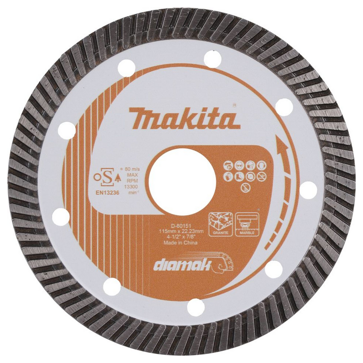 D-80151 - Disco Diamantato Makita D-80151 115mm Marmo Granito - Immagine 2
