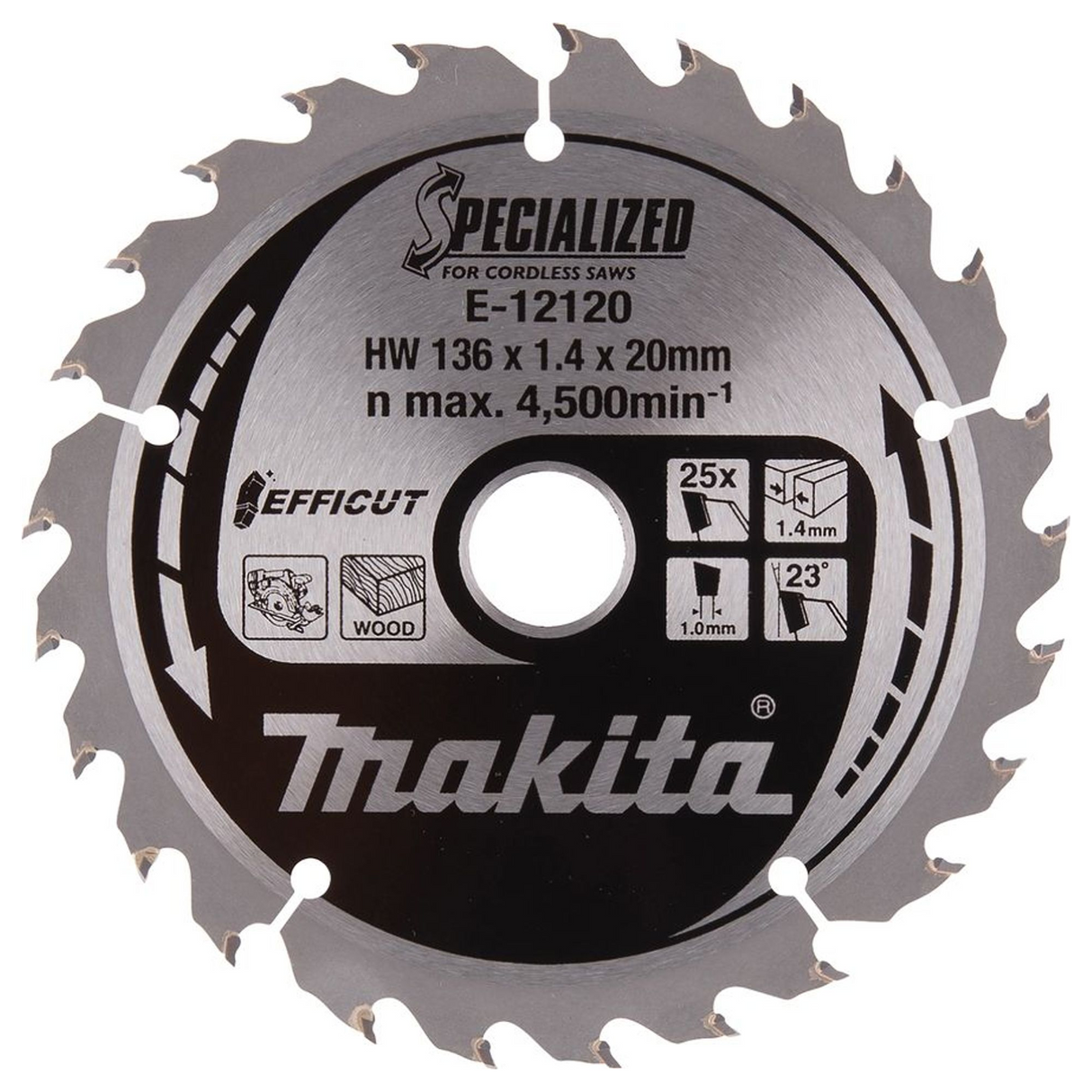 E-12120 - Tarcza piły tarczowej Makita Efficut E-12120 136 mm 25 zębów - Zdjęcie 2
