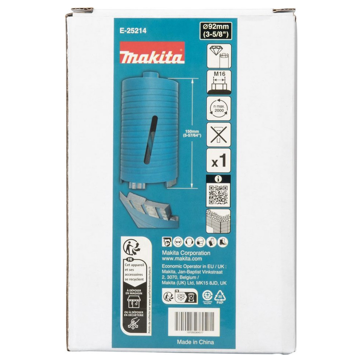 E-25214 - Makita E-25214 92 mm M16 Diamentowe wiertło rdzeniowe do pracy na sucho - Zdjęcie 5