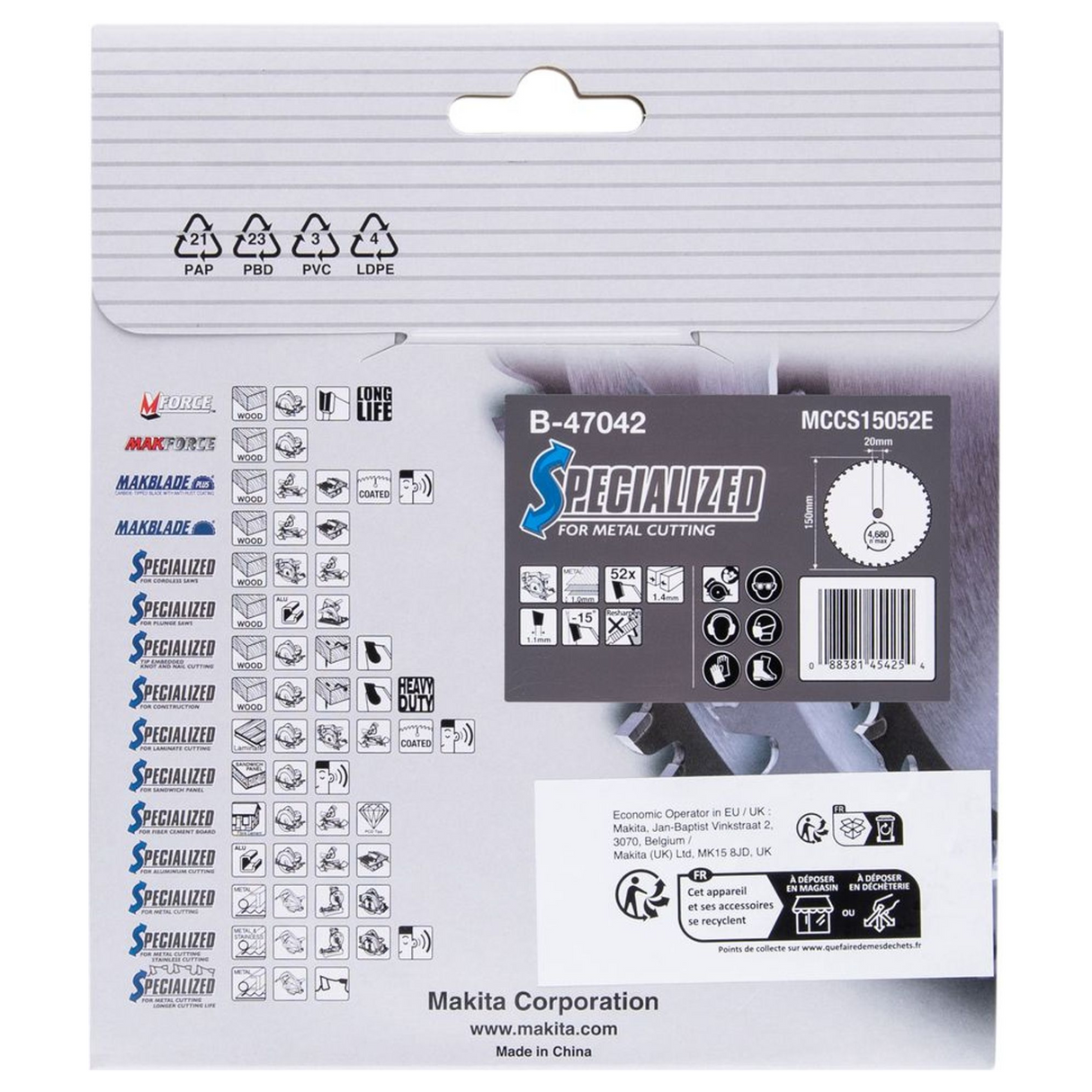 B-47042 - Lama per Sega Circolare Makita B-47042 Specialized T.C.T 150mm 52T - Immagine 4
