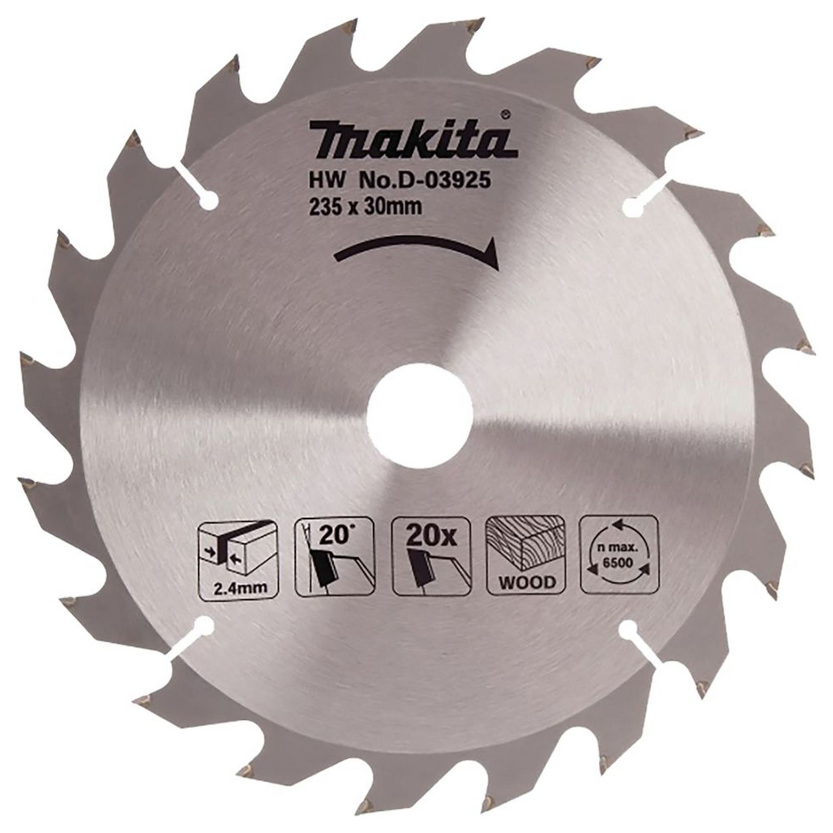 D-03925 - Makita D-03925 Standardowe ostrze TCT 235x30mm 20T - Zdjęcie 2