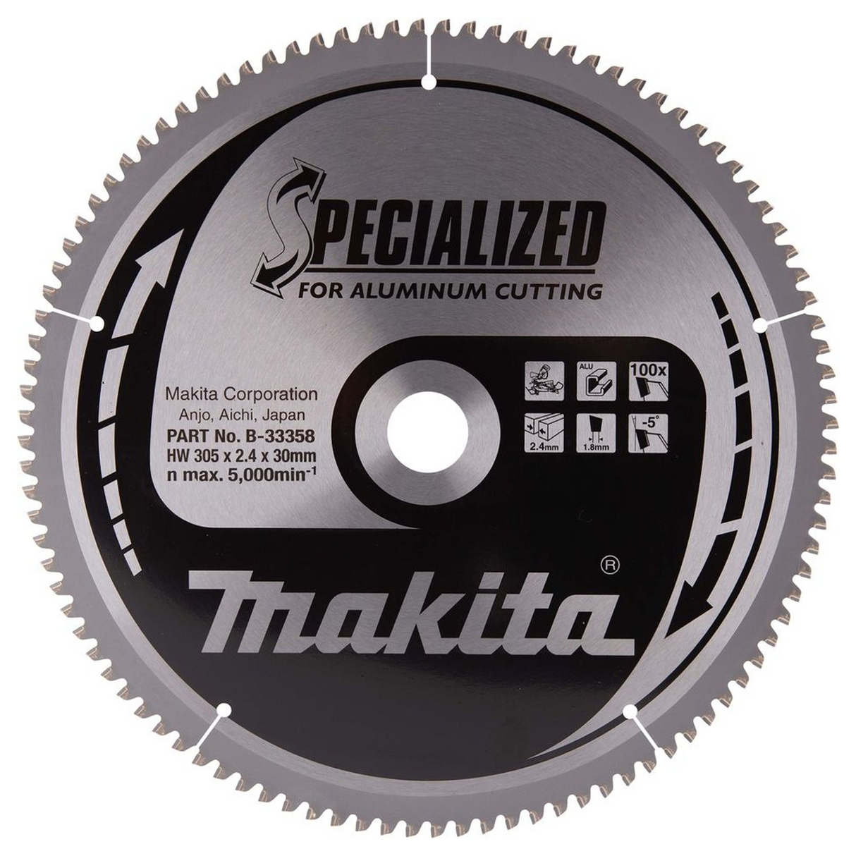B-33358 - Lama TCT Specialized Makita B-33358 305x30mm 100T Alluminio - Immagine 2