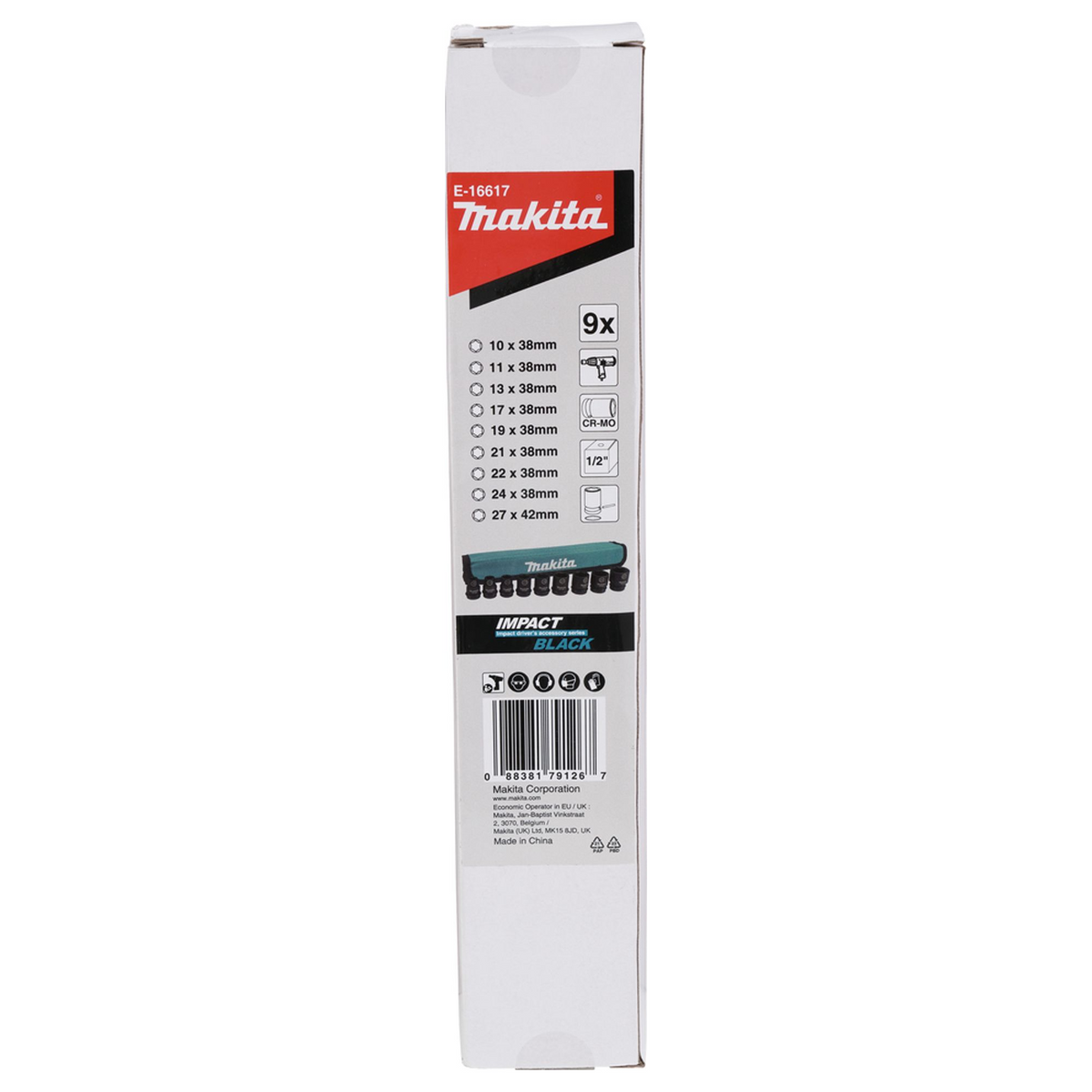 E-16617 - Zestaw nasadek udarowych Makita, czarny E-16617 ½" 9-częściowy, krótki - Zdjęcie 5