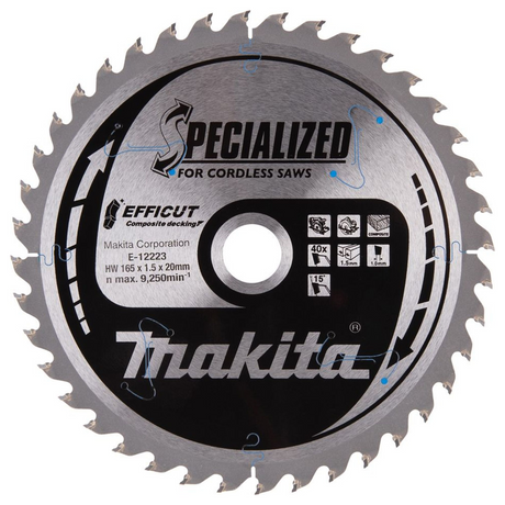 E-12223 - Tarcza piły tarczowej Makita Efficut E-12223 165x20mm 40T - Zdjęcie 2