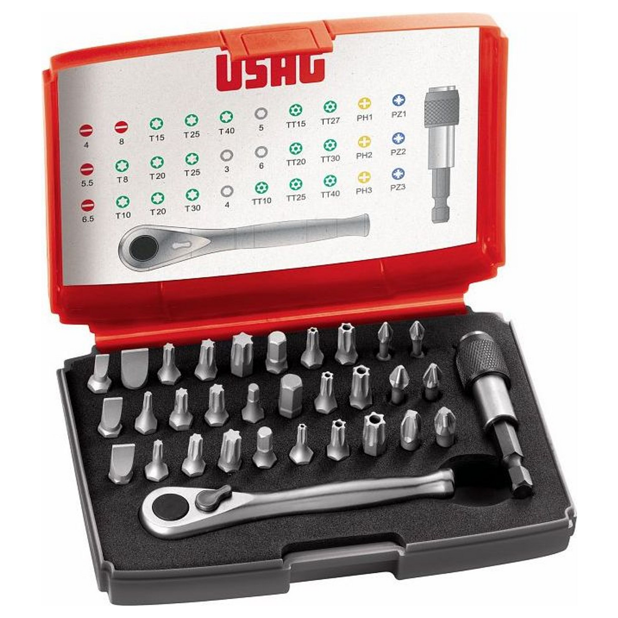 U06920042 - Zestaw bitów do wkrętaków USAG 692 J32, 32 sztuki, napęd 1/4"