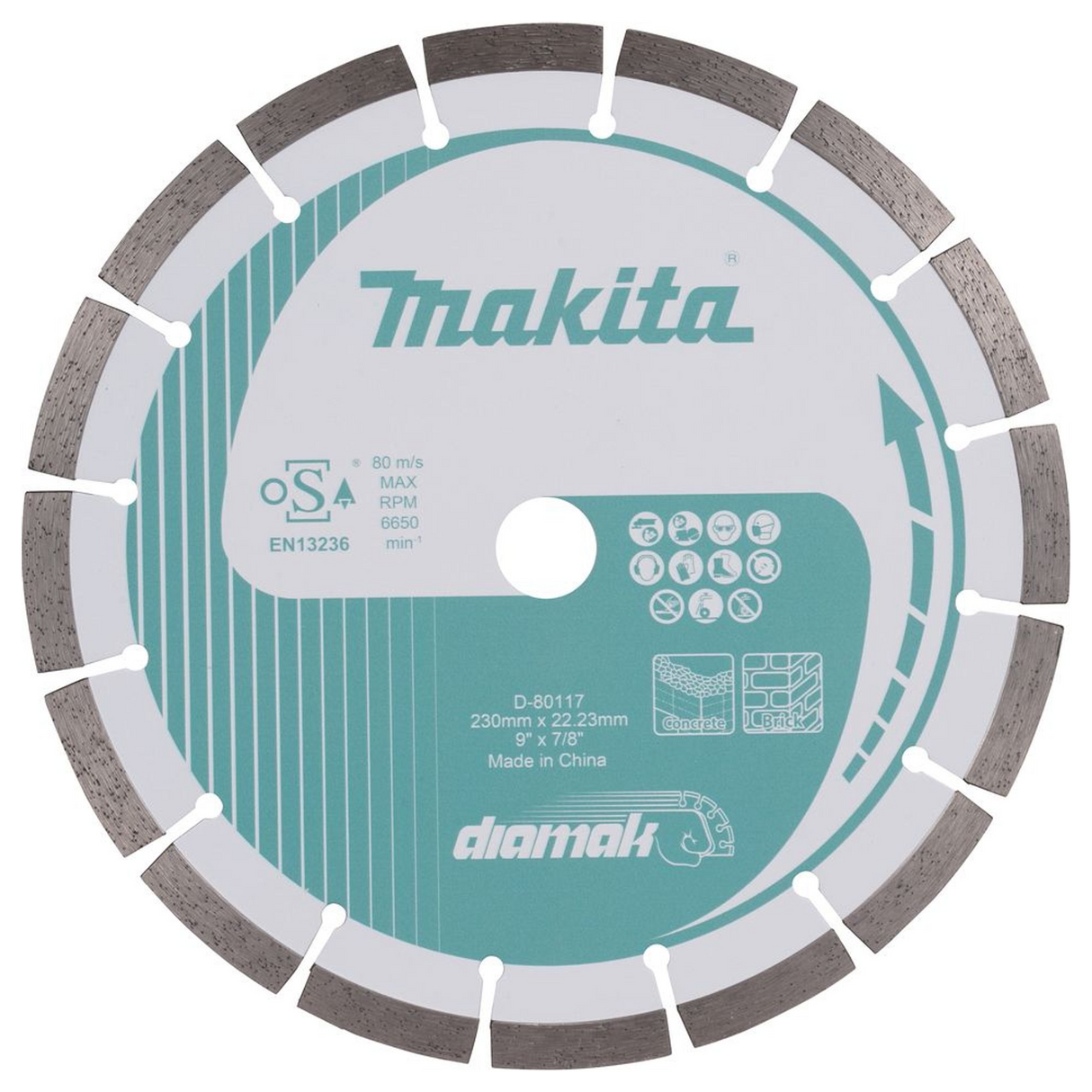 D-80117 - Makita D-80117 230 mm segmentowana tarcza diamentowa do wielu materiałów - Zdjęcie 2