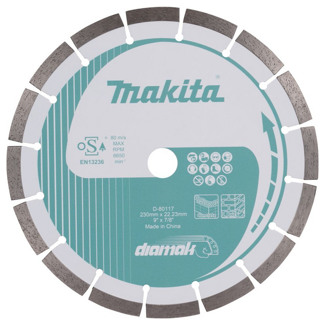 D-80117 - Makita D-80117 230 mm segmentowana tarcza diamentowa do wielu materiałów - Zdjęcie 2