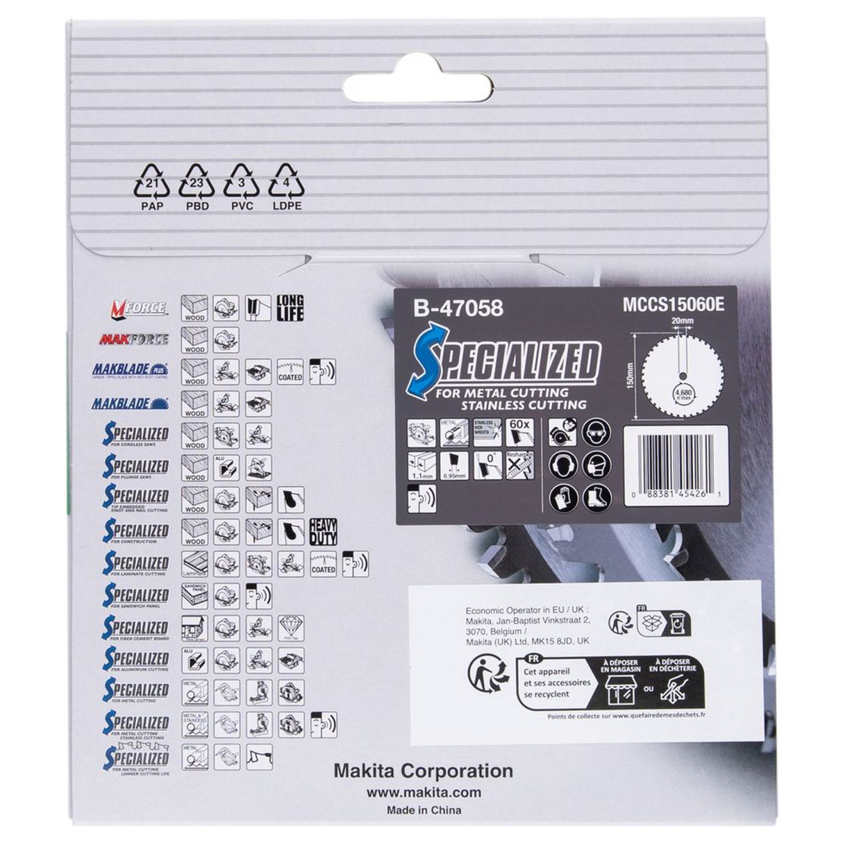 B-47058 - Ostrze Specialized Makita B-47058 150x20mm 60T - Zdjęcie 4