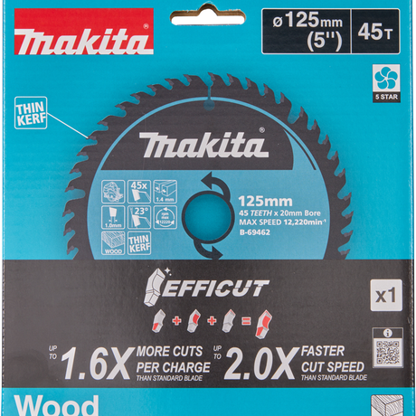B-69462 - Brzeszczot Efficut TCT Makita B-69462 125x20mm 45 zębów - Zdjęcie 3
